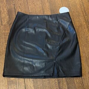 Blue Blush Black Vegan Leather Mini Skirt